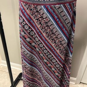 Westport Red and Blue Patterned Maxi Skirt